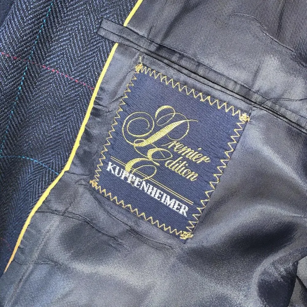 42L Kuppenheimer USA Vintage 2 Button Wool Tweed Blazer Sport Coat Houndstooth‎